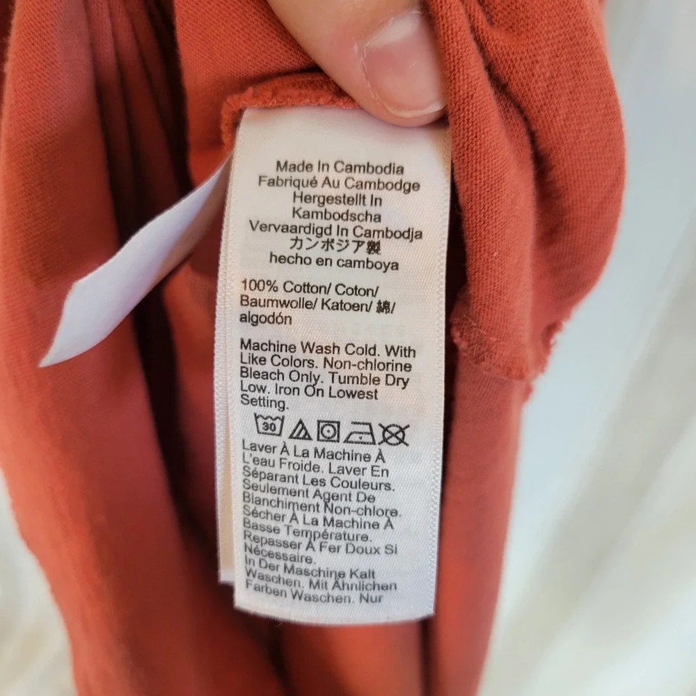 J. Crew Slub‎ Cotton Midi Tank Dress Orange Terracotta Size Large 100% Cotton